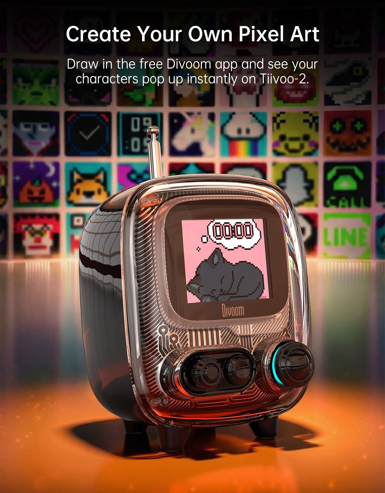 Divoom Tiivoo-2 レトロ Bluetooth スピーカー Amazon.com: Divoom Tiivoo-2 Retro Pixel Bluetooth Speaker with USB